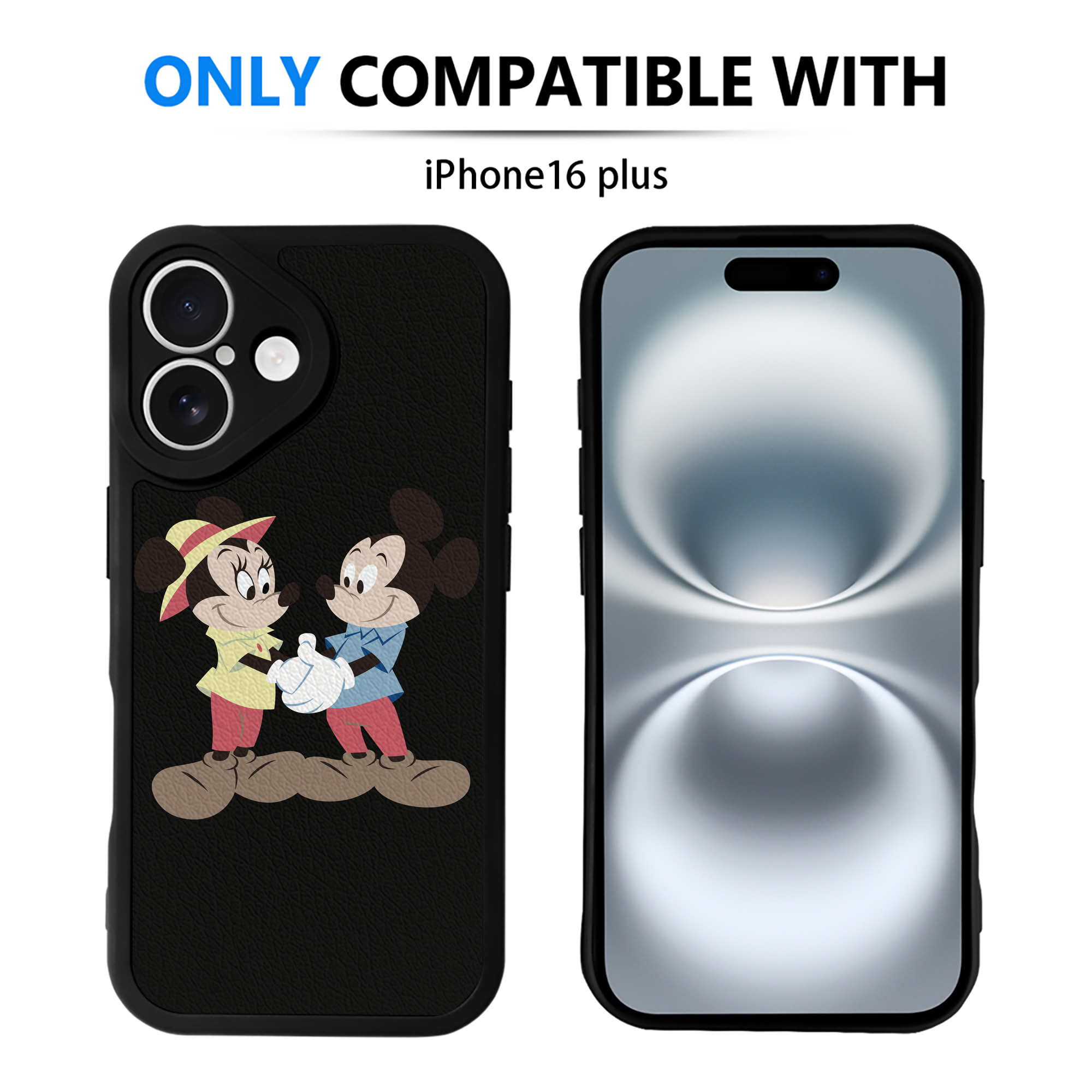 （画像用） ミッキーマウス Mickey Mouse 【iPhone 16シリーズ対応】シリコンスマホケース（レザー調） 材質：シリコン